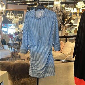 H&M Blue Striped Long Sleeve Dress